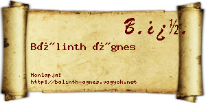 Bálinth Ágnes névjegykártya