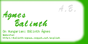 agnes balinth business card
